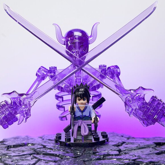 Sasuke Uchiha & Susanoo Mode Custom Naruto Minifigure Set – Purple Chakra Form - Picture 1 of 4
